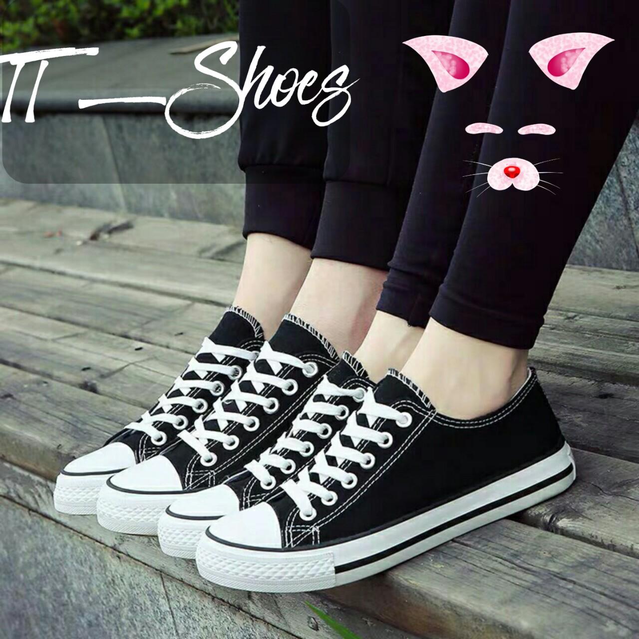 Giày CV CỔ THẤP sneaker nam nữ màu đen trắng TT-Shoes