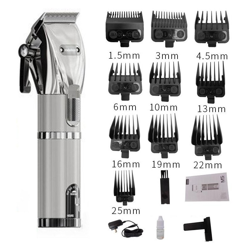 Tông đơ cắt tóc chuyên nghiệp có đèn LED madeshow M5F kèm 10 cữ
