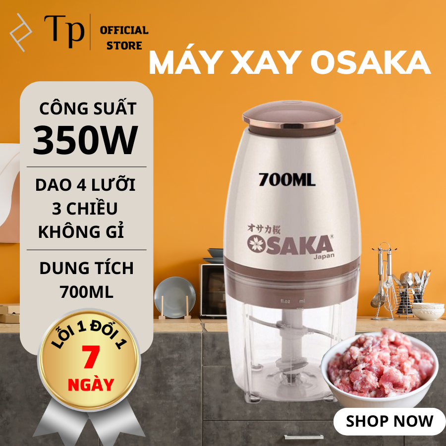 Máy xay đa năng osaka japan - máy xay sinh tố, thịt cao cấp - lưỡi dao lớn, trục xoay chuyên dụng - máy xay nắp đồng osaka