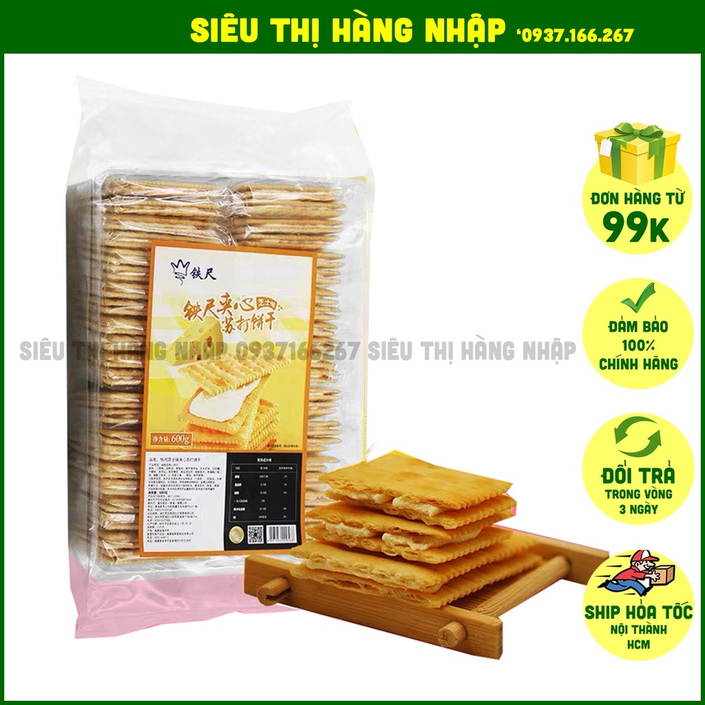 Bánh quy giòn rụm kẹp phomai sữa Đài Loan 600g bánh quy lạt cho người ăn kiêng tiểu đường