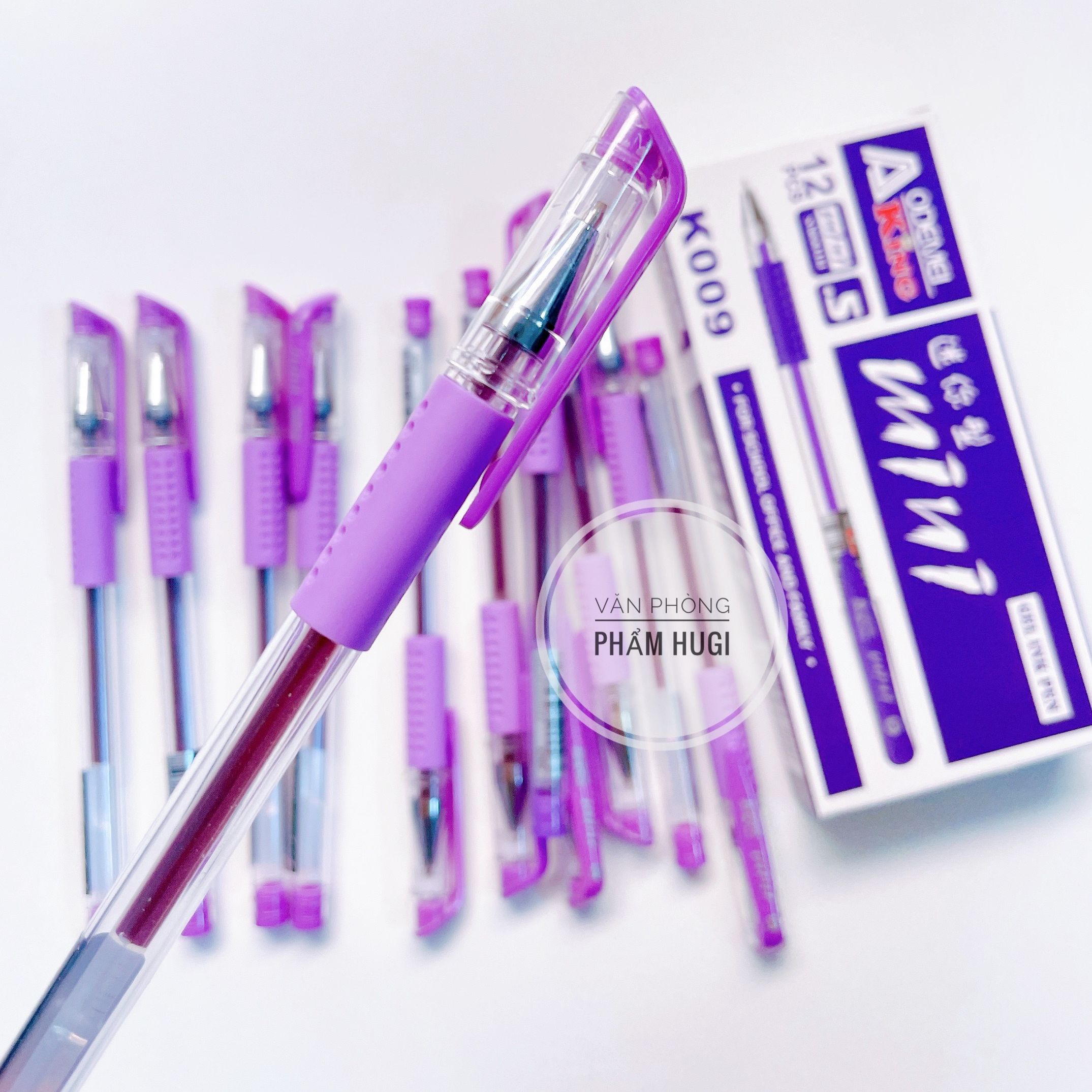 Hộp 12 Cây Bút Gel Mini (mực xanh/tím/đỏ/đen) mực nhiều tiết kiệm