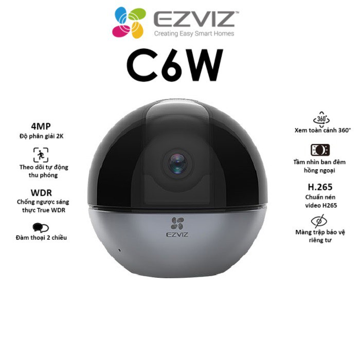 Camera wifi đa năng ezviz c6w 2k quay quét 360 độ - hàng chính hãng