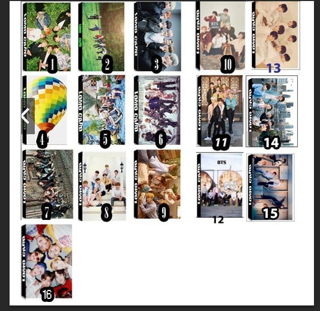 Lomo bts- 16 mẫu bộ ảnh hộp 30 ảnh thẻ hình army