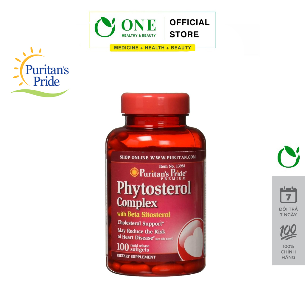 Viên uống giảm mỡ máu, giảm nguy cơ mắc bệnh tim mạch Double Strength Phytosterol Complex 1000mg Puritan’s Pride lọ 100 viên