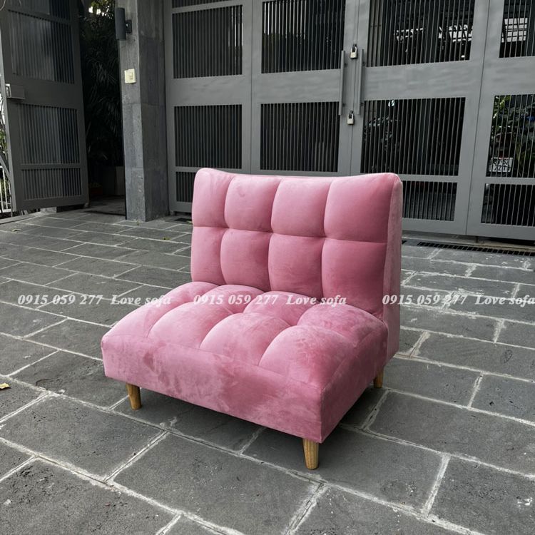 Ghế Sofa Tamy (Tami Hàn Quốc) Kiểu Dáng Lười Mập Ú Màu Nhung Hồng Phấn Cho Phòng Khách Thêm Xinh Lung Linh