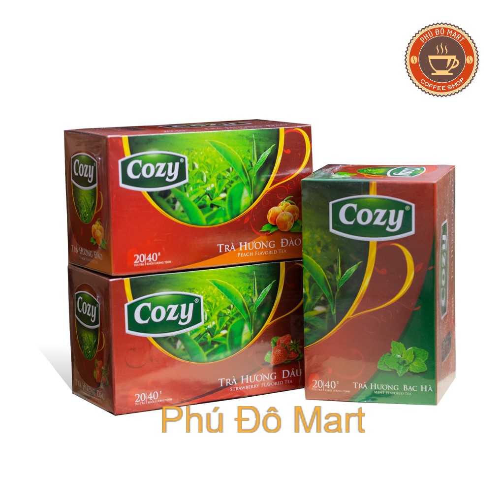 ( Freeship ) Trà Cozy Túi Lọc Dương Đào - Dâu - Bạc Hà - Nhài - Sen