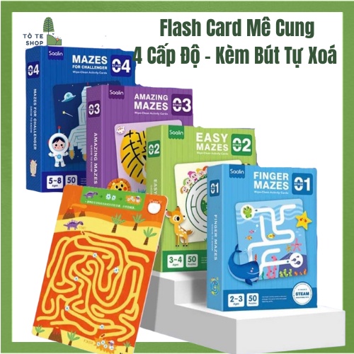 Trò chơi Flashcard Mê cung 4 cấp độ, Saalin Finger Mazes, Easy Mazes, Amazing Mazes, Mazes for Challenger