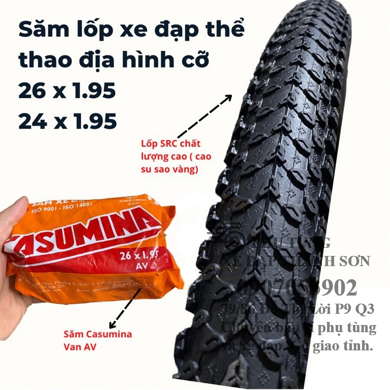 Lốp Xe Đạp Leo Núi 24,26x1.95 Casumina Ruột Xe Đạp 24,26x1.95