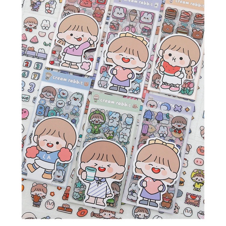 Set 10 tấm sticker TELADO dán nón bảo hiểm máy tính điện thoại xinh xắn, Bộ hình dán không thấm nước trang trí sổ tay lưu bút