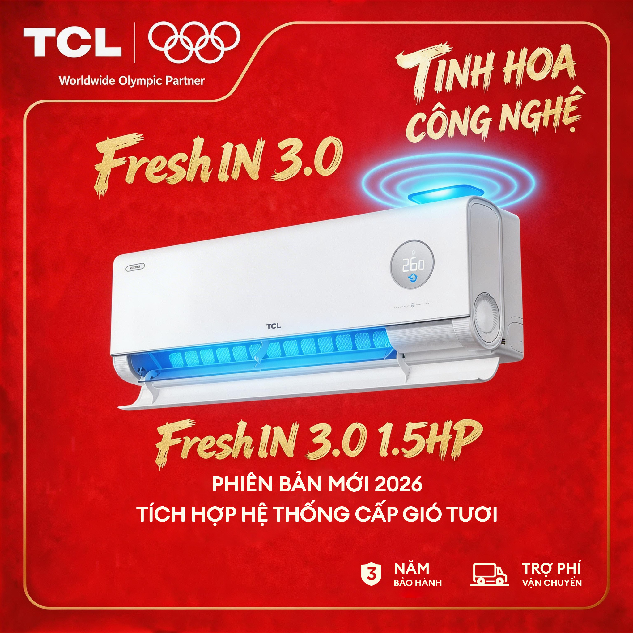 【Miễn Phí Lắp Đặt Cơ Bản Nội Thành HCM - HN】【FreshIN 3.0 - CAO CẤP】TCL Máy Lạnh Tích hợp Hệ Thống Cấp Gió Tươi - Smart Inverter Tết Kiệm Điện - 1HP TAC-FR10CSV/P7 - Phiên bản mới 2026