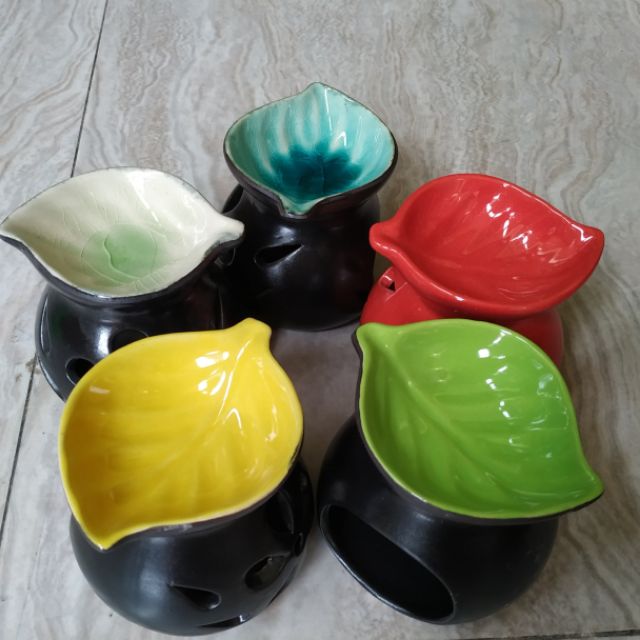 Đèn xông tinh dầu đốt nến hình lá dxn04