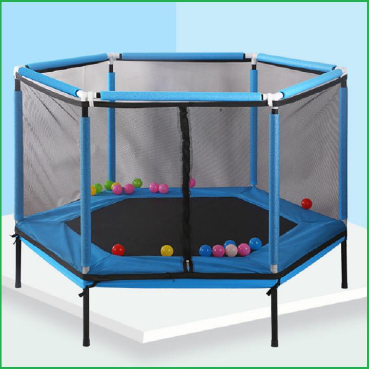 [ HÀNG LOẠI 1 ] Nhà nhún lò xo lục giác có lan can, Đệm nhún lò xo cao cấp 157x157x80cm RE0588