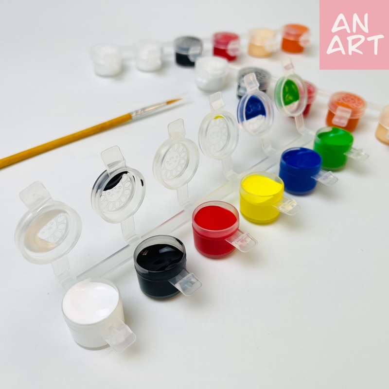 Vỉ 6 màu acrylic 3d 5ml kèm cọ