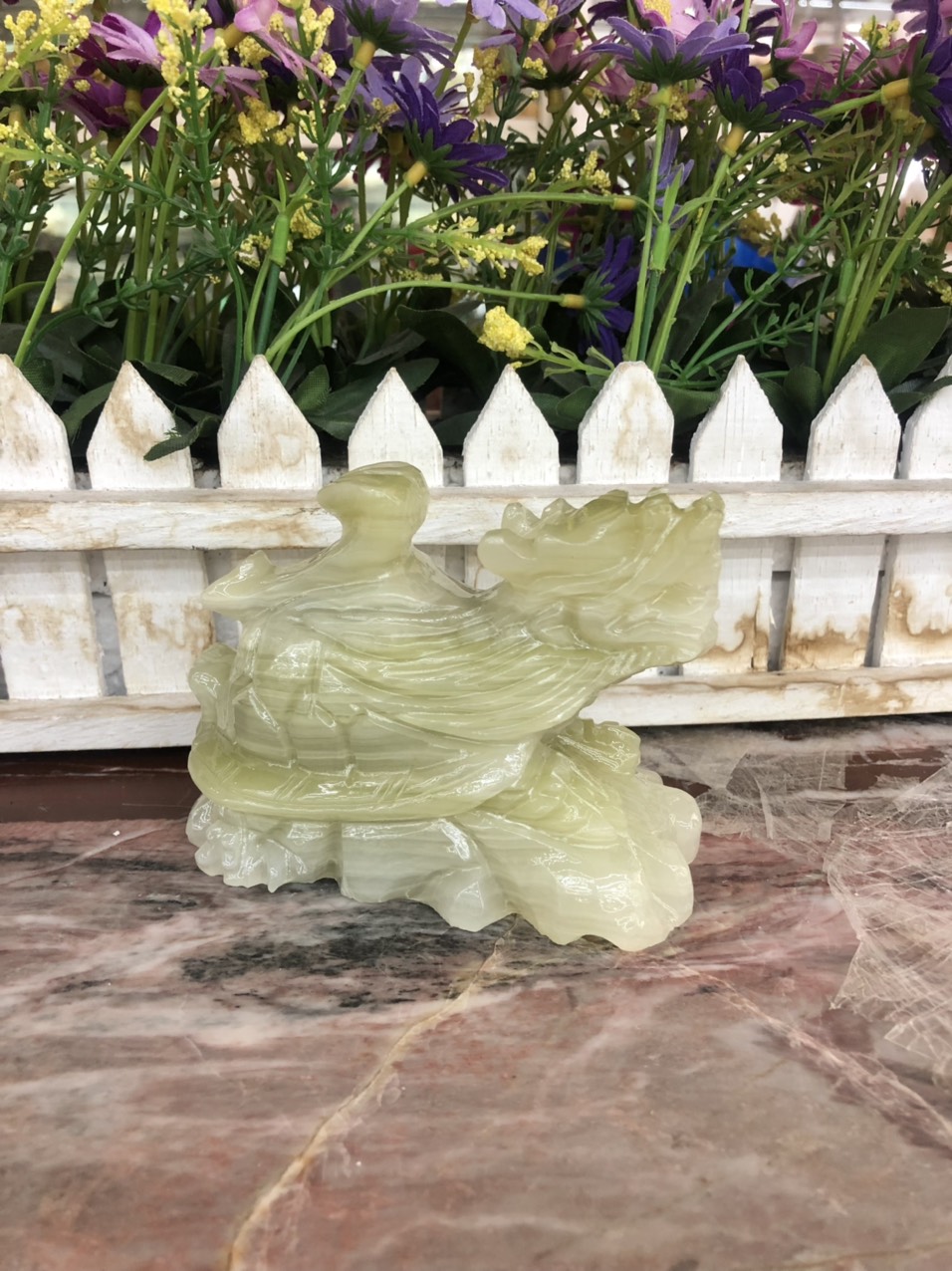 Tượng Long Quy - Rùa đầu Rồng phong thủy đá ngọc Onyx đặt bàn thờ, bàn làm việc - Dài 10 cm và 12 cm