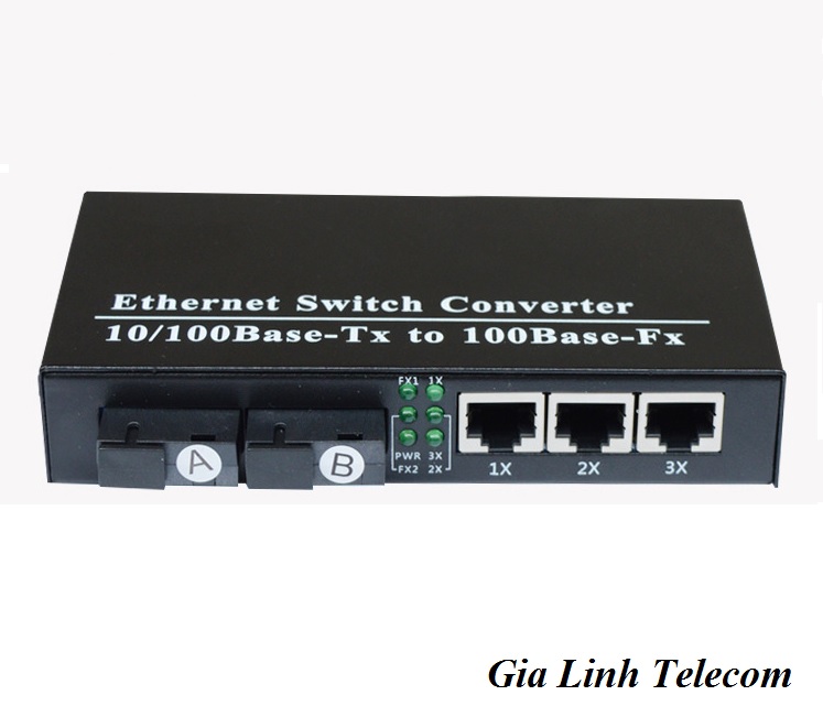 Bộ chuyển đổi quang điện 2 Quang 3 LAN - Converter quang 100Mbps