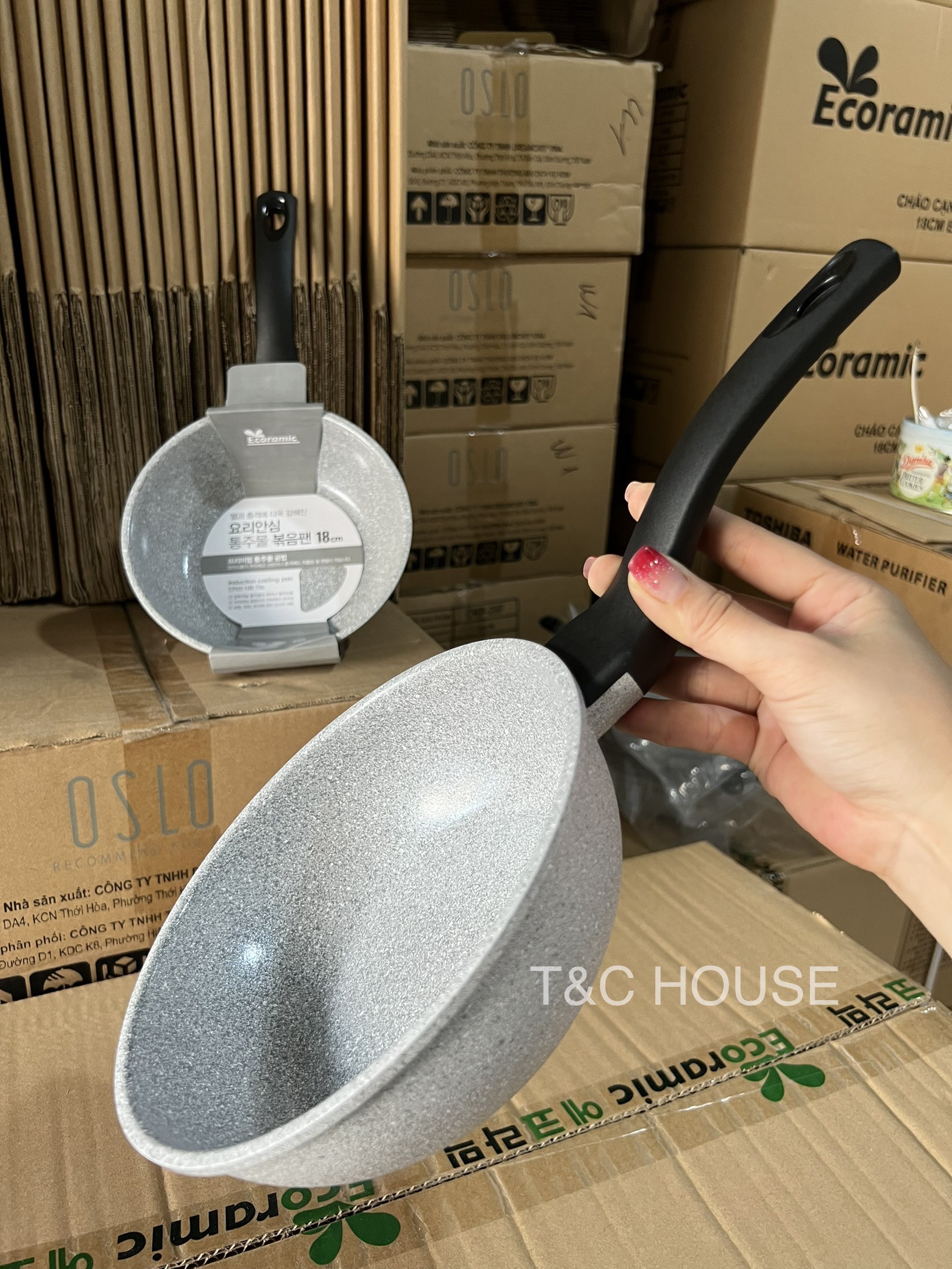 Chảo chống dính 5 lớp ecoramic không từ 18cm sâu lòng chính hãng
