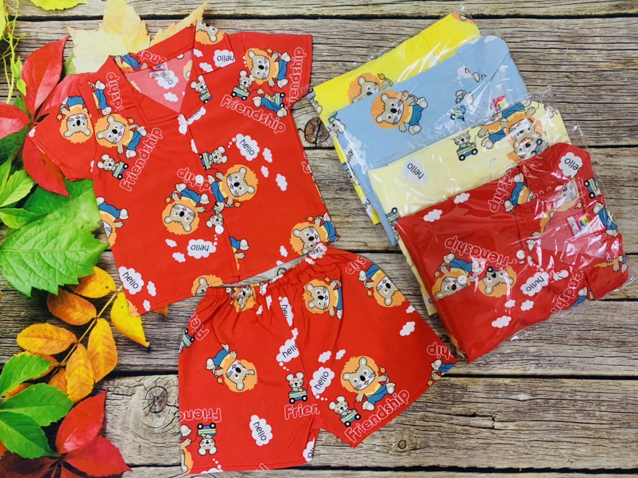Bộ lụa pijama tay ngắn bé trai