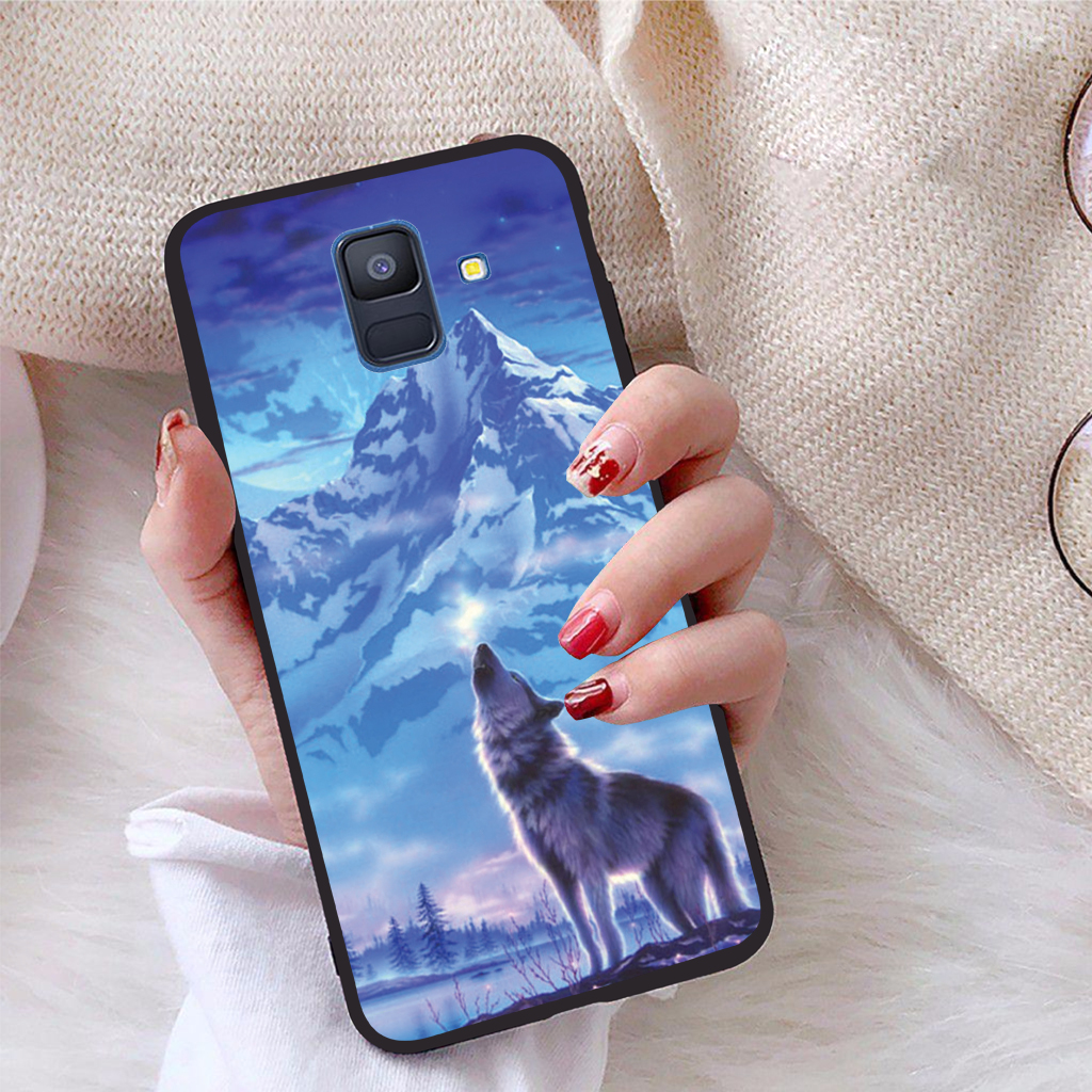 Ốp lưng icase dành cho samsung galaxy a6 2018 viền dẻo tpu bst sói và ánh trăng
