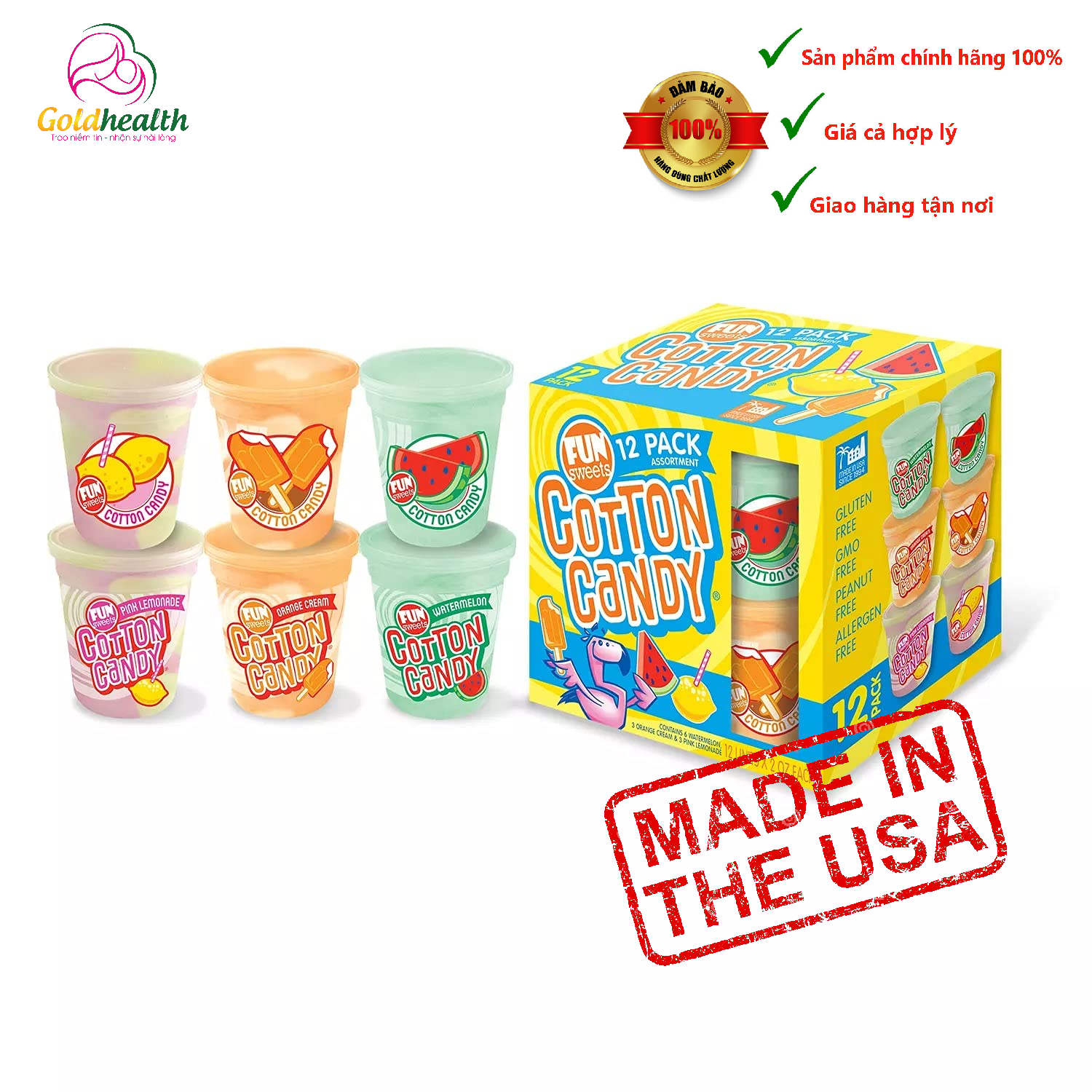 Kẹo bông gòn fun sweet cotton candy 56g - thùng 12 hộp