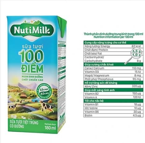 Thùng 48 hộp NutiMilk Sữa tươi 100 điểm