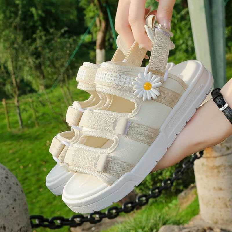 giày dép quai hậu nữ kiểu hàn quốc hoa cúc gắn điẻm nhấn xinh xắn