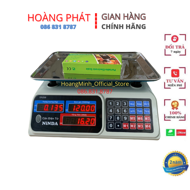 Cân điện tử NiNDA SN268 cân tối đa 30kg tính tiền tự động - Hàng Chính Hãng - Tính tiền chuẩn xác nhanh mà tiện lợi phù hợp tại cửa hàng... [NEW]