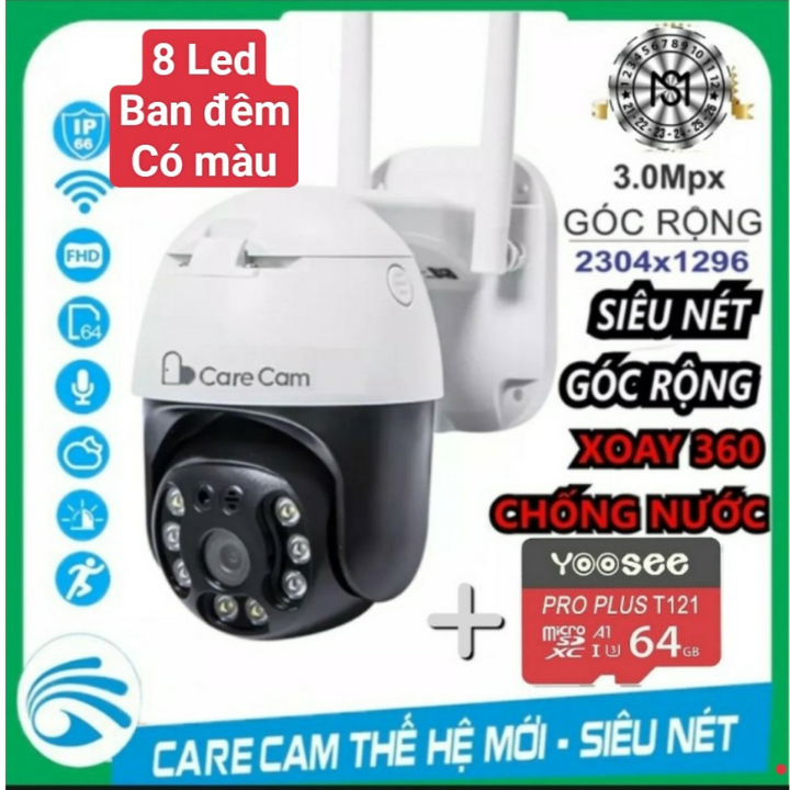 CAMERA WIFI PTZ CARECAM 3.0MP  PHIÊN BẢN 2021 ONVIZCAM HK30PRO Ngoài trời Chống nước