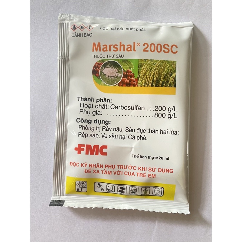 Chế phẩm Marshal 200SC gói 20ml trừ Rệp sáp, sâu đục thân, rầy cho Hoa cây cảnh