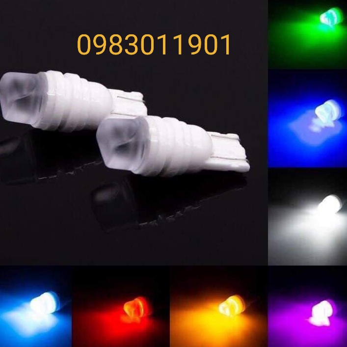 Bóng đèn ô tô, bóng gim chân cắm t10 nháy 7 màu điện chung 12v, 24v