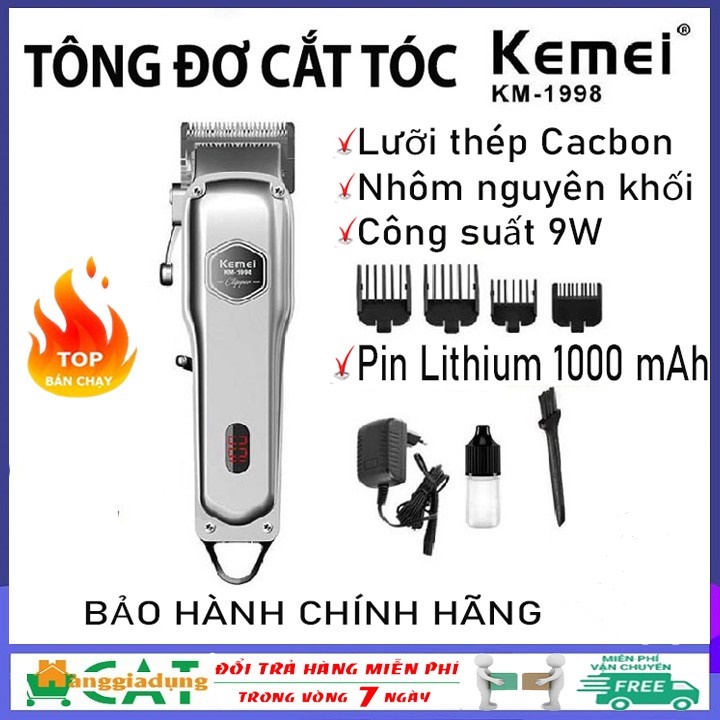 Tông đơ cắt tóc Kemei KM-1998 cao cấp chính hãng Tông đơ cắt tóc cao cấp lưỡi kép Kemei 1998 Tông đơ cắt tóc kemei km-1998