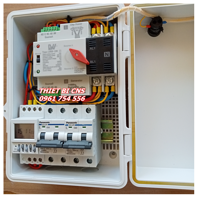Tủ điện ats 100a 220v - aptomat 63a panasonic - chu kỳ chuyển đổi 15-30 ngày