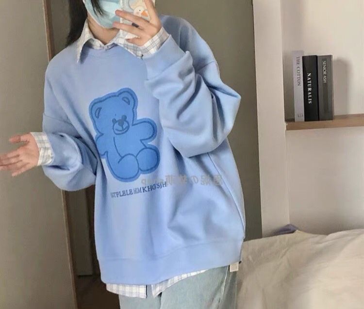 [ FREESHIP ] Áo nỉ hoodie nam nữ form rộng cổ tròn thời trang thu đông,  hoodie cắp in hình gấu cute [ NỈ WEST]