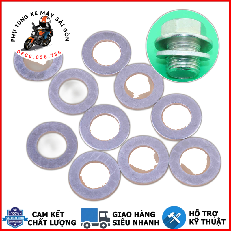 Long đền nhôm ốc xả nhớt xe ga, xe số honda, yamaha, suzuki,...