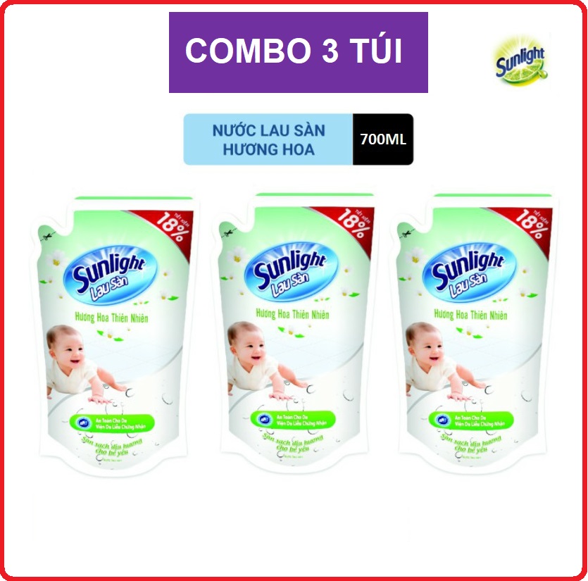 Combo 3 túi Sunlight lau sàn thiên nhiên 700g cam kết hàng đúng mô tả chất lượng đảm bảo an toàn đến sức khỏe người sử dụng