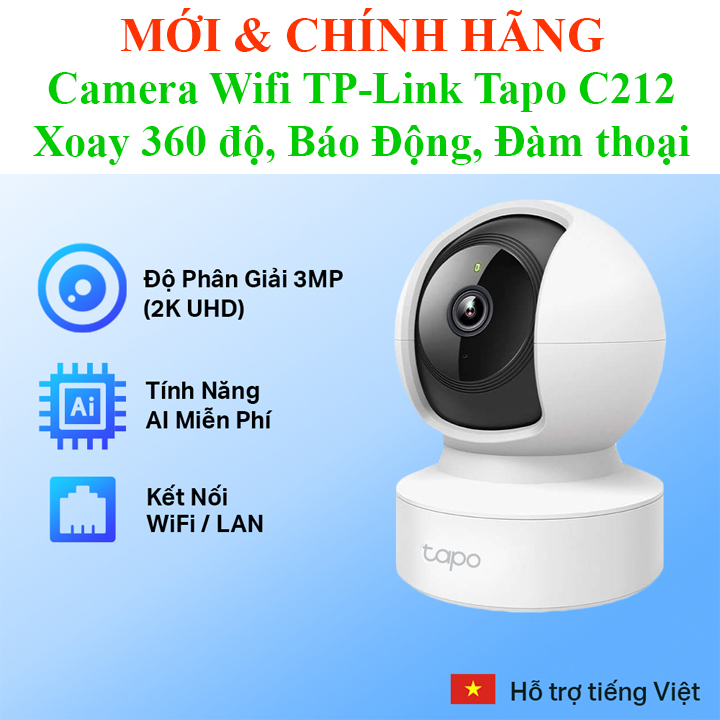 Camera wifi tp-link tapo c200/ c210/ c211/ c212/ c220 c100 c110 c120 tc60 full hd 2mp/3mp quay 360 độ giám sát an ninh
