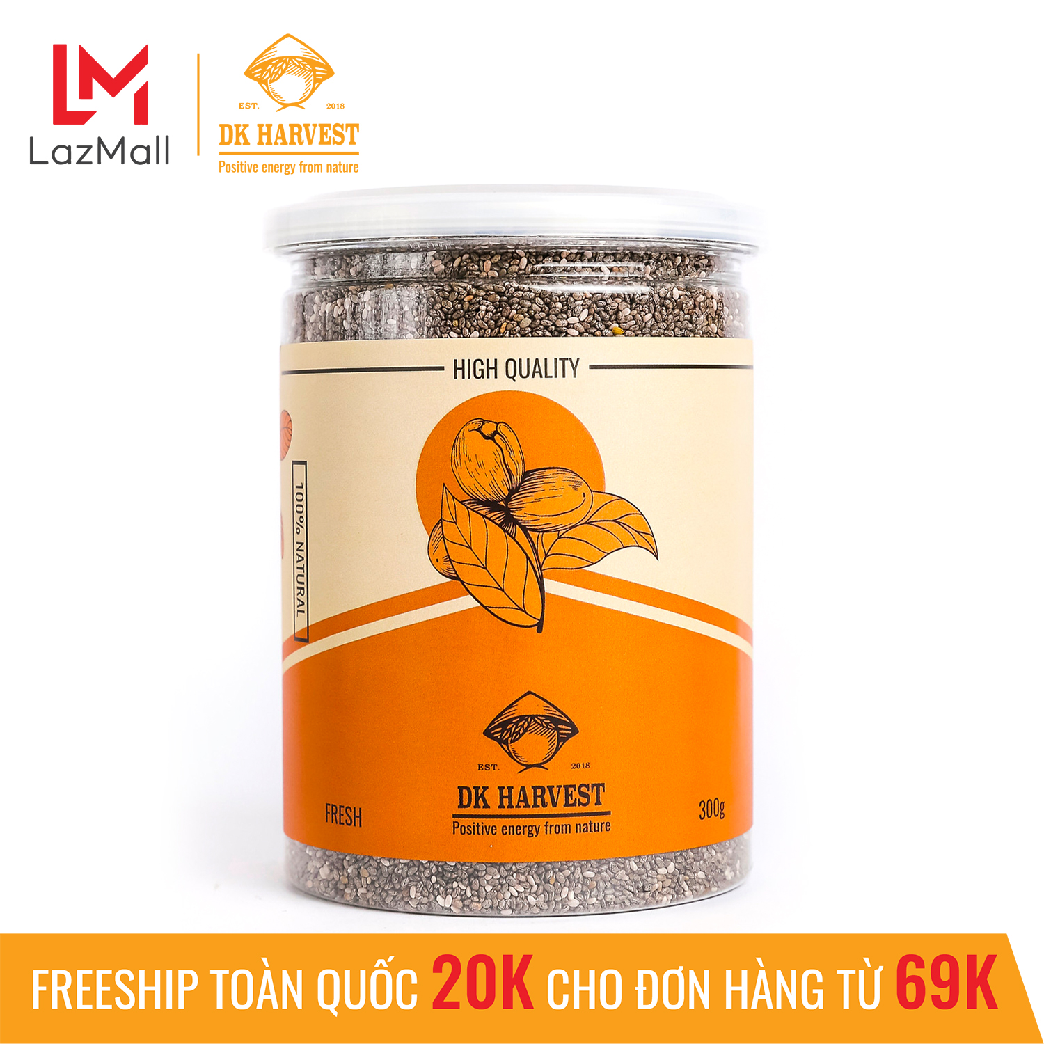 Hạt Chia Đen DK Harvest - Hộp 300g - Hạt chia nhập khẩu chính hãng, giảm cân, eatclean, hạt ngũ cốc