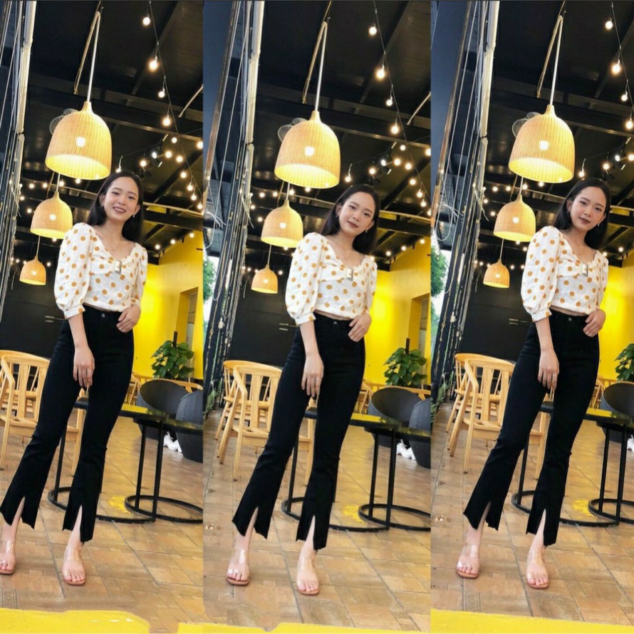 Quần Jean giấy loe xẻ trước trẻ trung năng động