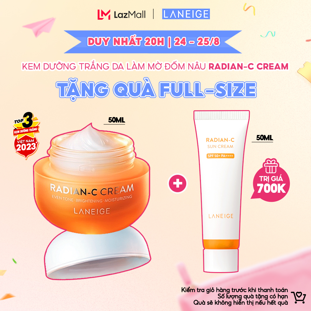[Tặng Kem Chống Nắng FULLSIZE] Kem Dưỡng Sáng Làm Mờ Đốm Nâu Laneige Radian C Cream 50ml