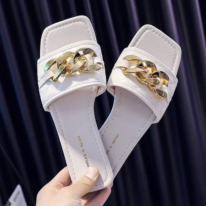 Dép nữ quai ngang đính nơ xích đẹp, dép lê nơ xích cực xinh - 2021