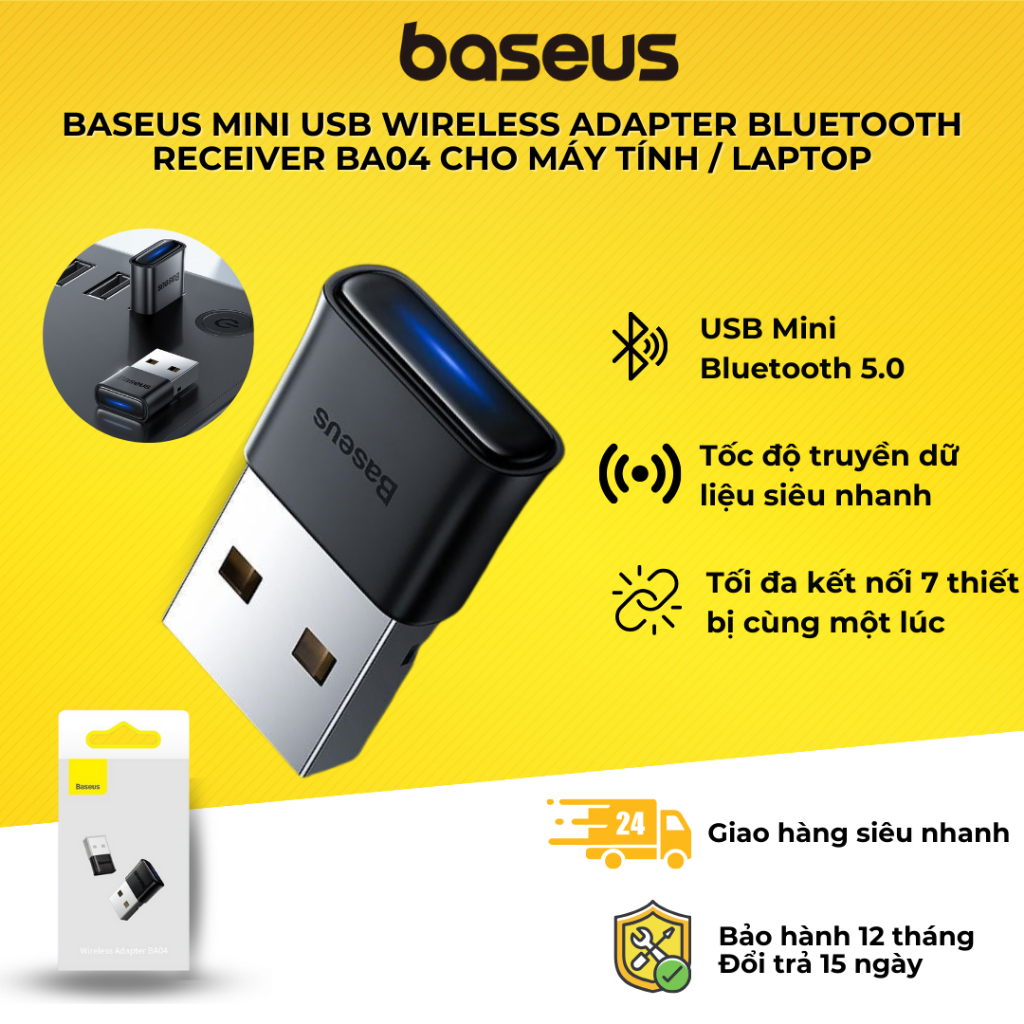 USB Bluetooth tốc độ cao Baseus BA04 Bluetooth Receiver