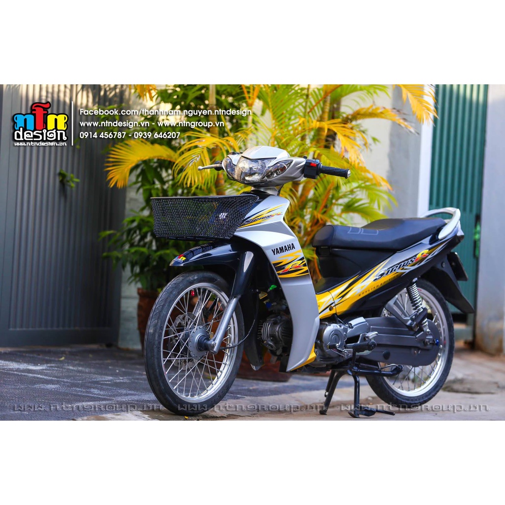 Tem rời dán xe sirius mẫu chữ r hoa văn bạc vàng đen cực đẹp, hàng 3 lớp chất lượng cao
