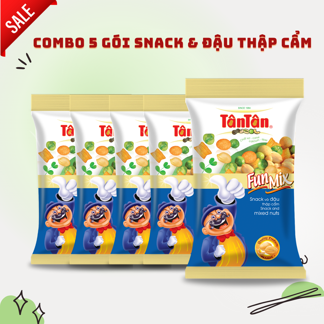 Snack và đậu thập cẩm tân tân 28g - combo 5 gói