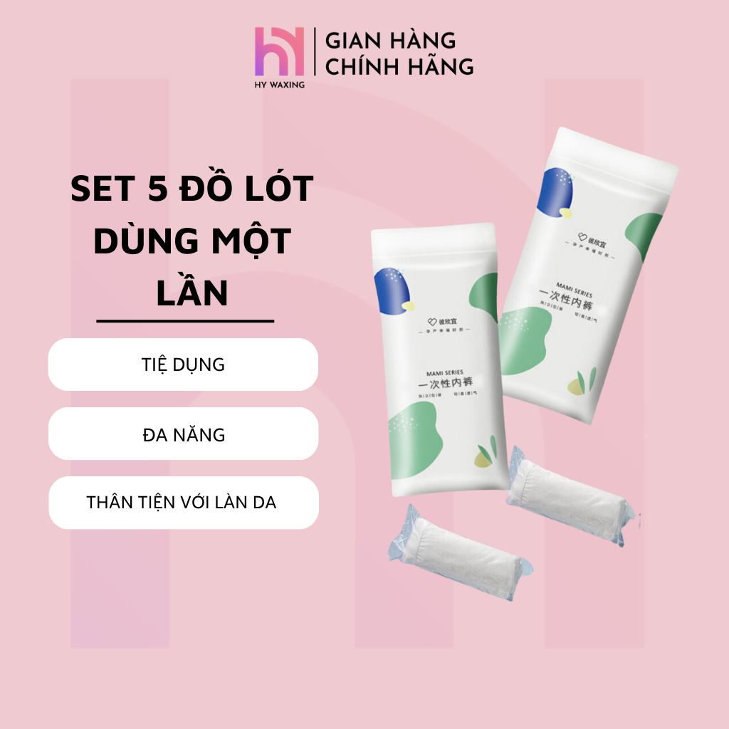 Combo 5 Quần Lót Giấy Cotton 100% HY WAXING Dùng 1 Lần, Đáy Quần 2 Lớp, Dùng Khi Đi Du Lịch, Mẹ Bầu Đi Sinh CI-027