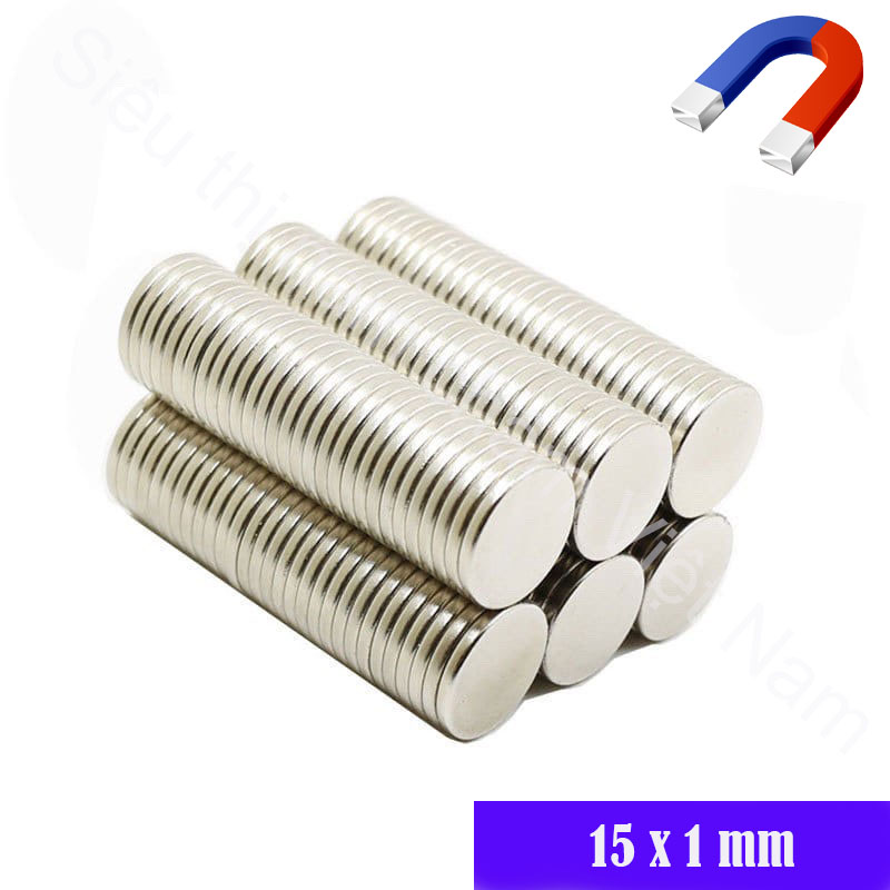 Nam châm trắng đất hiếm tròn 15x1mm siêu hút