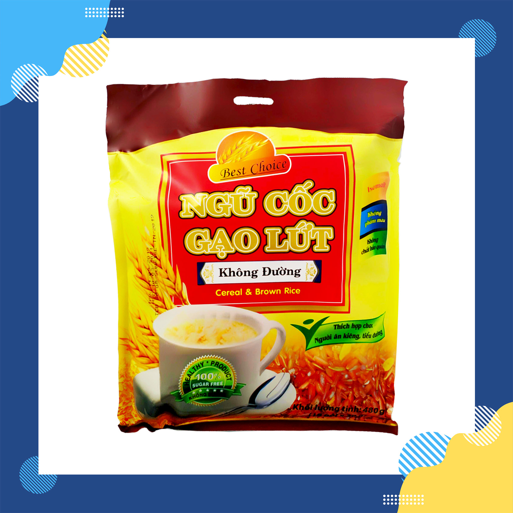 Ngũ cốc ăn kiêng Best Choice - Thêm vị gạo lứt 480g - Phù hợp với người tiểu đường, người ăn kiêng, giảm cân