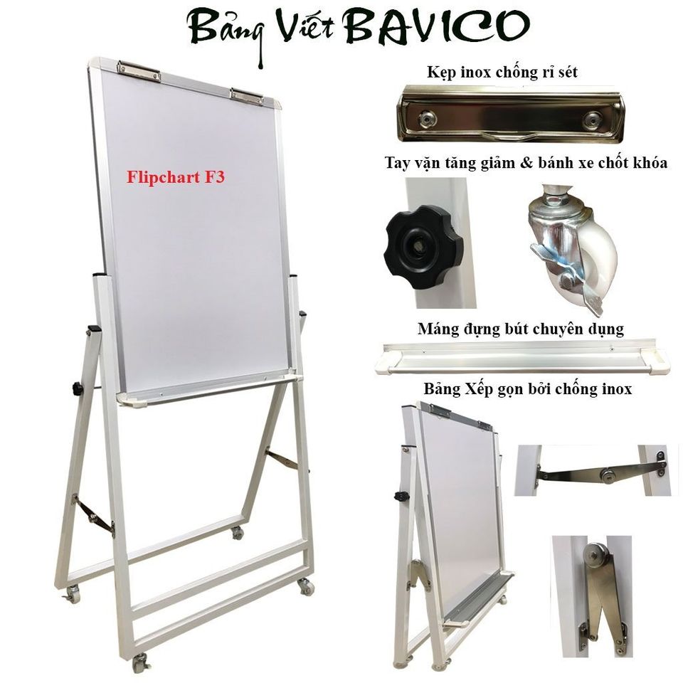 Bảng Flipchart F3 Viết Bút Lông Trắng KT 100x120cm