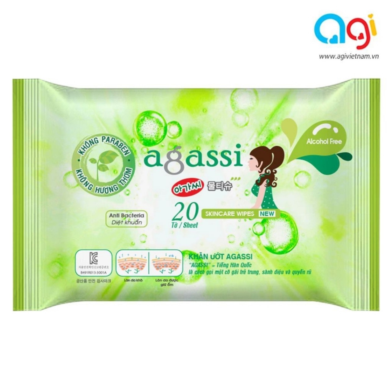 Khăn ướt Agassi 20 tờ không mùi