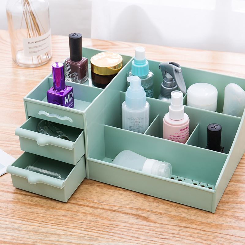 Kệ đựng mỹ phẩm đa năng bằng nhựa 5 màu 2 tầng nhiều ô