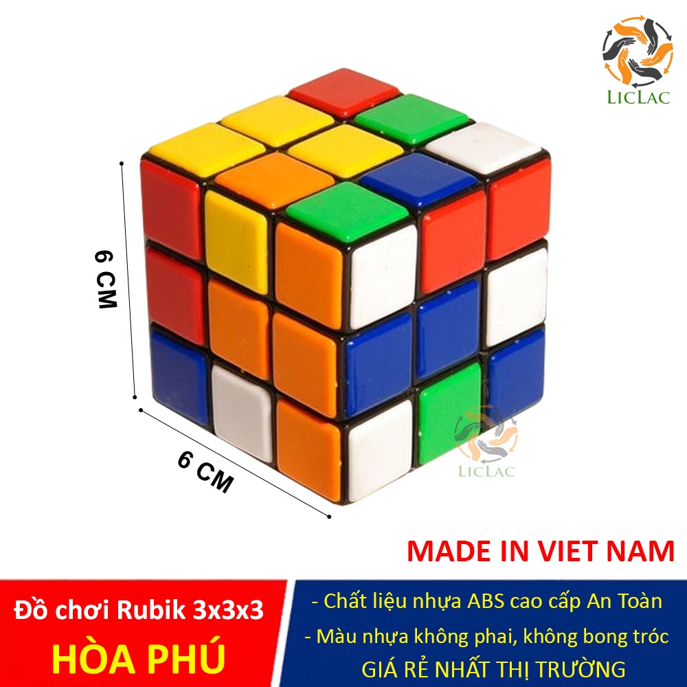 Đồ chơi Rubik 3x3x3 Hòa Phú, Rubik 3 Tầng Viền Đen, Rubik Giá Rẻ cho người mới tập chơi, Đồ chơi Việt Nam cho bé - LICLAC