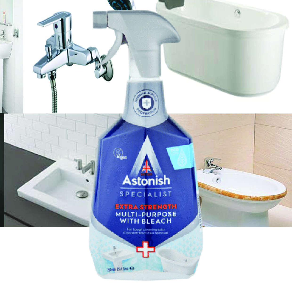 Nước tẩy bồn cầu gốm sứ gạch men sàn nhà Astonish đánh bay ố vàng chai 750ml